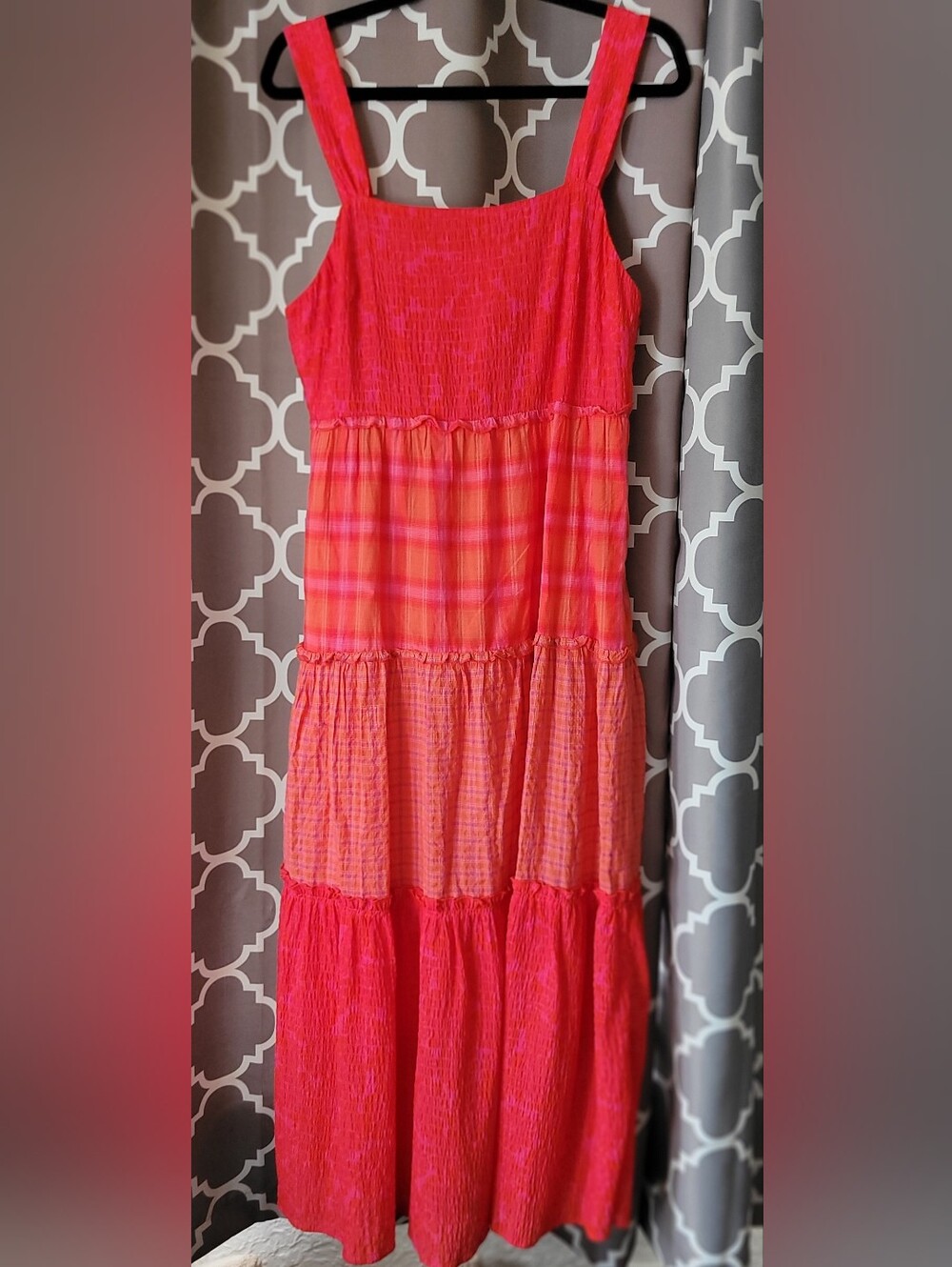 Desigual Women's Pink and Orange Tiered Sundress - 1 Unnoticeable Flaw